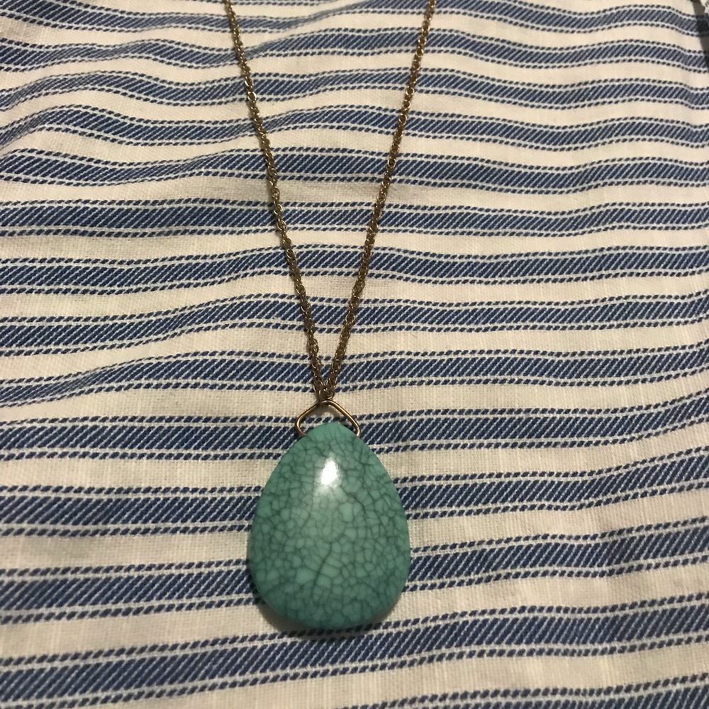 Turquoise stone long necklace